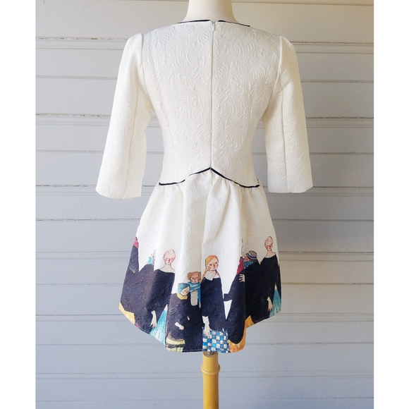 Chun Mei Na Beautiful Watercolor Art Graphic Print Mini Dress 3/4 Sleeves S 4 6 - Picture 5 of 8